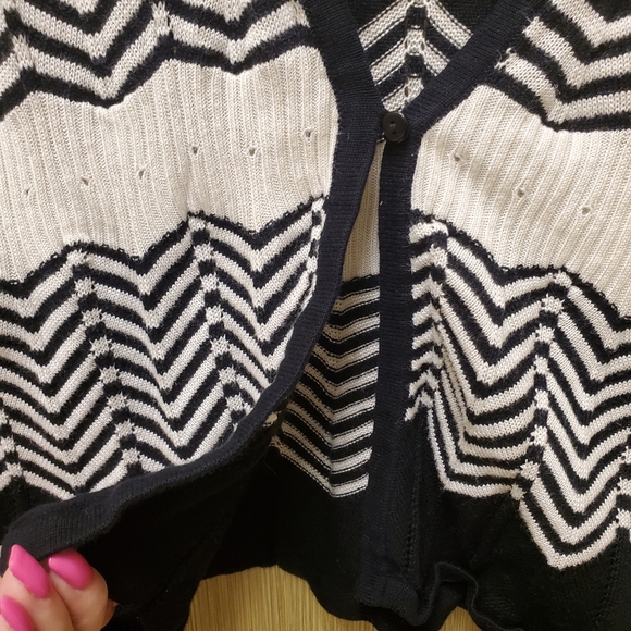 Y2K White House Black Market One Button Cardigan B&W Sz M - Picture 2 of 8